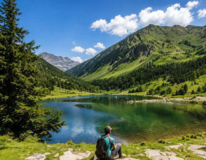 Lago y montañas de Andorra